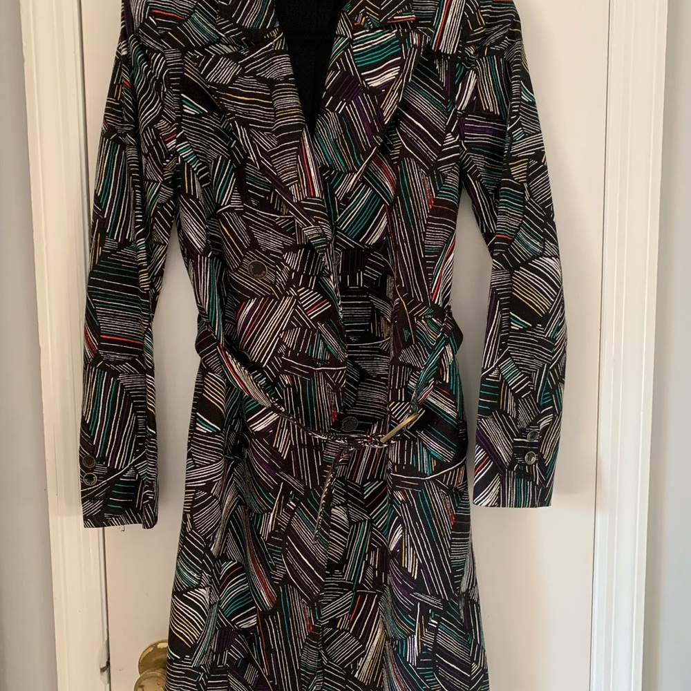 Multicolor Patterned Trench Coat - image 1